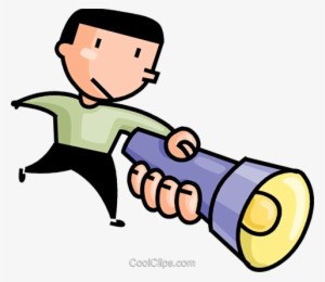 Man With A Flashlight Royalty Free Vector Clip Art - Man Holding Flashlight Png #4022281