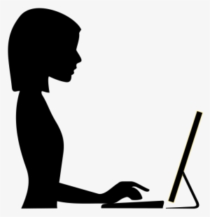 La Silueta De Una Mujer Escribiendo En Un Ordenador - Typing Silhouette #4023430