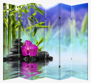 6 Panel Folding Screen Canvas Divider- Hot Stone & - Orchid Water #4024892