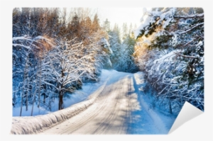 Small Country Road In Winter With Sunshine On Snowy #4025705