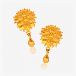 22kt Floral Yellow Gold Earrings - Earring #4031416