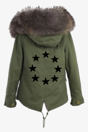 Embleshed Parka With Eight Black Sequin Stars - Fur Clothing #4033314