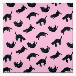 Azulejo Gatos Pretos Em Fundo Rosa De Vitor Costana - Black Cat In Pink Canvas Print - Small #4034081