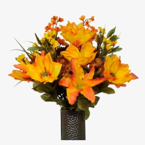 Orange Magnolia & Orange Stargazer Lily - Ruby's Silk Flowers Orange Magnolia Orange Stargazer #4038260