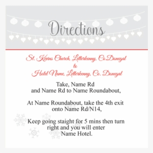 Winter Wedding Lace Red Direction Card 100mm X - Name Card Direct Line #4045713