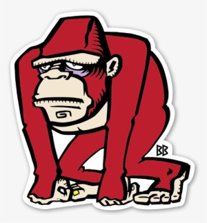 Red Gorilla Sticker - Gorillas Stickers #4050148