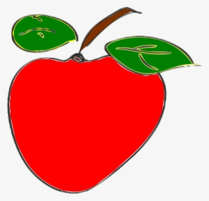 Drawing Of A Red Apple With Two Green Leaves - Elma Çizim Png #4051871