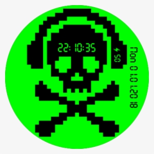 Digital Neon Skull Green Watch Face Preview #4057328