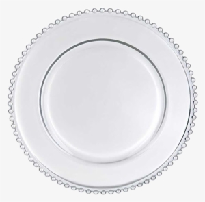 13" Clear Glass Beaded Charger Plate #4062081