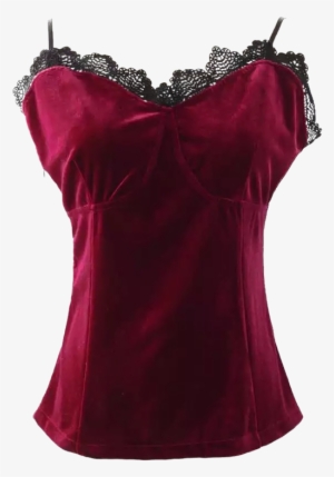 Embellecido Cami De Encaje Sin Mangas De Terciopelo - Fashion #4063080