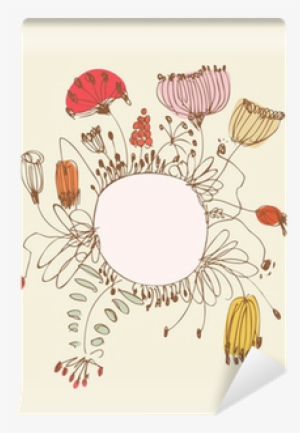 Hand Drawn Banner With Round Frame Wall Mural • Pixers® - Illustration #4063985