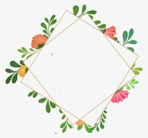 Flowers Geometricshapes Geometric Frame Border Wreath - Watercolor Painting #4065569