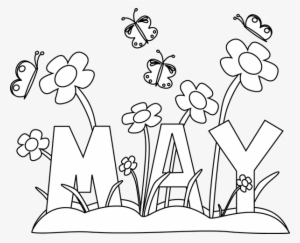Black And White Month Of May Flowers - May Coloring Pages #4065843
