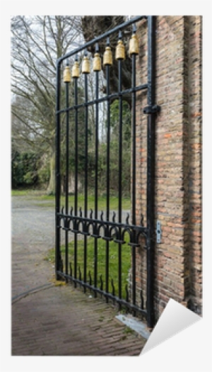 Black Wrought Iron Gate With Golden Decorations Sticker - Wallpaper #4066984