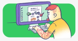 Hipster Man Using Evernote For Desktop #4068126