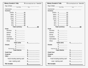 Money Counter's Tally - Money Tally Sheet Template #4069769