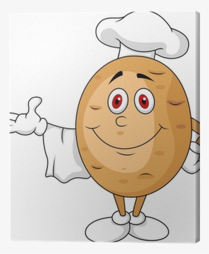 Cute Potato Chef Cartoon Character Canvas Print • Pixers® - Animado Papas En Dibujos #4071862