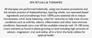 Spa Rituals & Therapies All Therapies Are Performed - Number #4071959