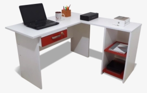 Escritorio Blanco L Cajón Llave Repisas - Escritorio En L Blanco #4072451