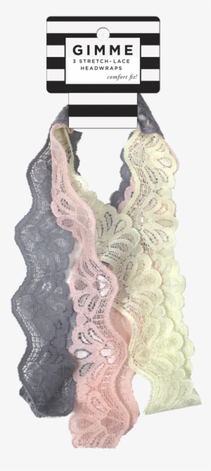 Gimme Lace Sheen Headbands, 3pc - Gimme Lace Head Wrap Cream, Pink/grey #4072843