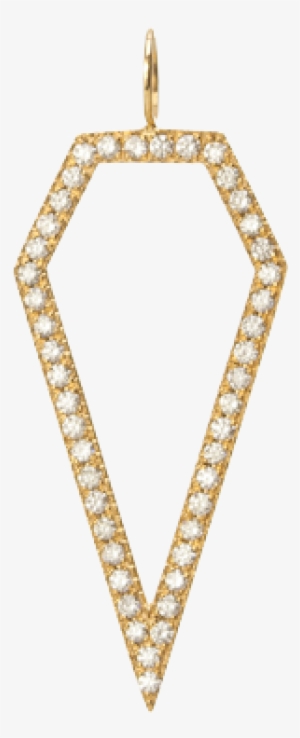 Wide Hollow Diamond Dagger With Pave White Diamonds - Pendant #4073015