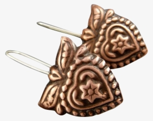 Copper Heart Earrings - Chocolate #4073342