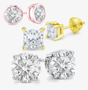 Classic Diamond Stud Earrings - 1 Ct Princess Cut Solid Stud Earring Screw Back 14k #4073422