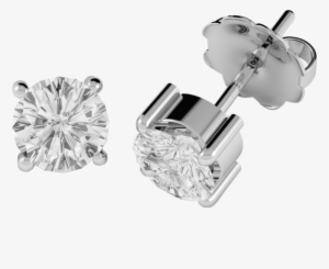 Diamond Stud Earrings In 9ct White Gold With Round - Brilliant #4073471