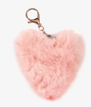 Picture Of Heart Furry Pom-pom Clip Pale Pink - Pom Keyring #4074010