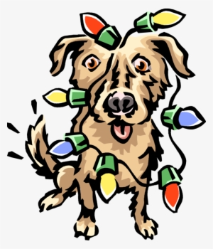 Vector Illustration Of Family Pet Dog Wrapped In Christmas - Clip Art #4074011
