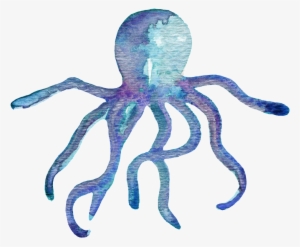 Hand Painted Cartoon Octopus Png Transparent - Ocean Life Watercolor Coral #4075455