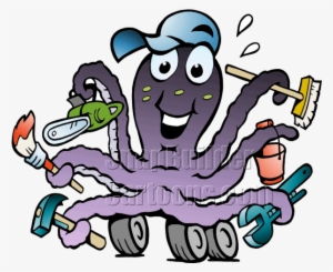 Octopus Cleaning Clipart #4075998