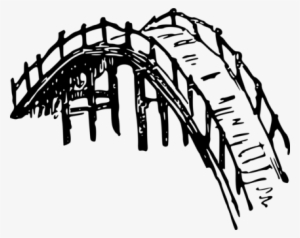 Arch Bridge Drawing Computer Icons Timber Bridge - Wooden Bridge Clipart Black And White #4076002