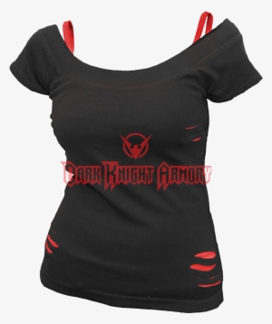 Gothic 2 In 1 Ripped Womens T Shirt - Spiral Direct Plain Ladies 2in1 #4076207
