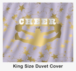 Cheer Silhouette With Stars In Gold And Light Purple - Duvet #4076836