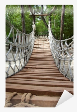 Adventure Wooden Rope Jungle Suspension Bridge Wall #4076908