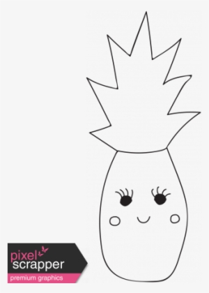 Cute Outline Pineapple Illustration - Digital Scrapbooking #4077601