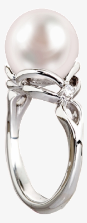 Freshwater Pearl Ring With Diamonds In White Gold - Pre-engagement Ring #4077624