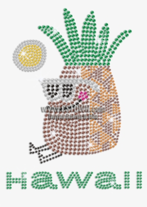 Cute Hawaii Pineapple Iron-on Rhinestone Transfer - Illustration #4077628