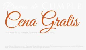 Samurai Sushi Promo De Cumple Cena Gratis - Nice Elegant Cursive Fonts #4080342