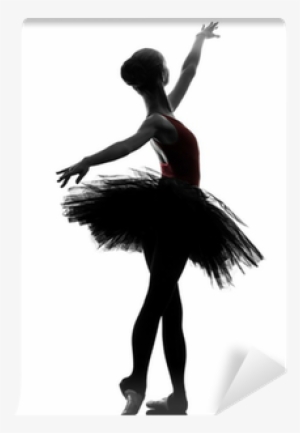 Young Woman Ballerina Ballet Dancer Dancing Silhouette - Uk Ballet Canvas Dance Yoga Gymnastic Shoes #4081111