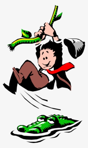 Vector Illustration Of Businessman On Safari Swinging - Risk #4081515