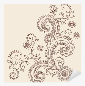 Flowers Henna Doodle Vines Vector Design Elements Sticker - Henna Doodles #4081517