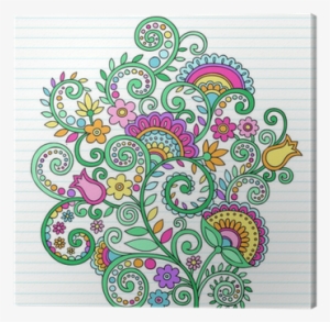 Henna Notebook Doodle Vines Vector Illustration Canvas - Mandala Cat And Swear Word Coloring Books #4081544