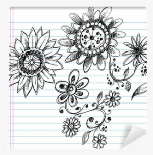 Sketchy Doodle Henna Flowers And Vines Vector Wall - African Daisy #4081579