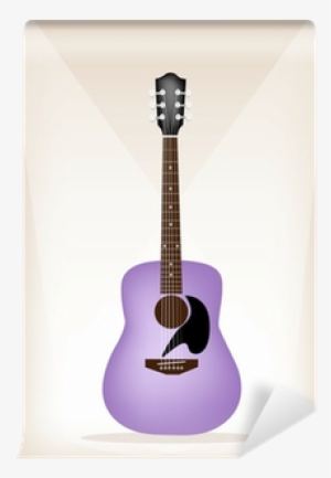 A Beautiful Purple Guitar On Brown Stage Background - Acoustic Guitar #4084595