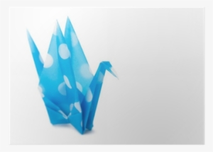 Semi-transparent Cyan Paper Crane On White Background - Photograph #4085028