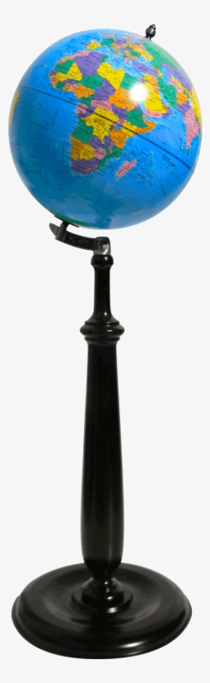 Obelisc Globo Terráqueo 30cm Ø Base De Madera Tallada - Globe #4085104