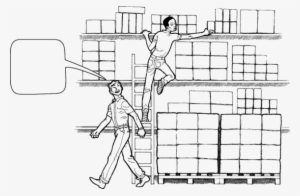 A Man Speaking To A Worker On A Ladder Who Is Reaching - Man #4087623