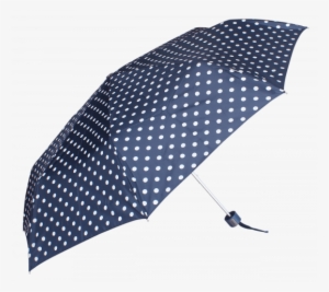 John's Polka Series Ladies 3 Fold Navy Blue Umbrella-545mm - Umbrella #4088420